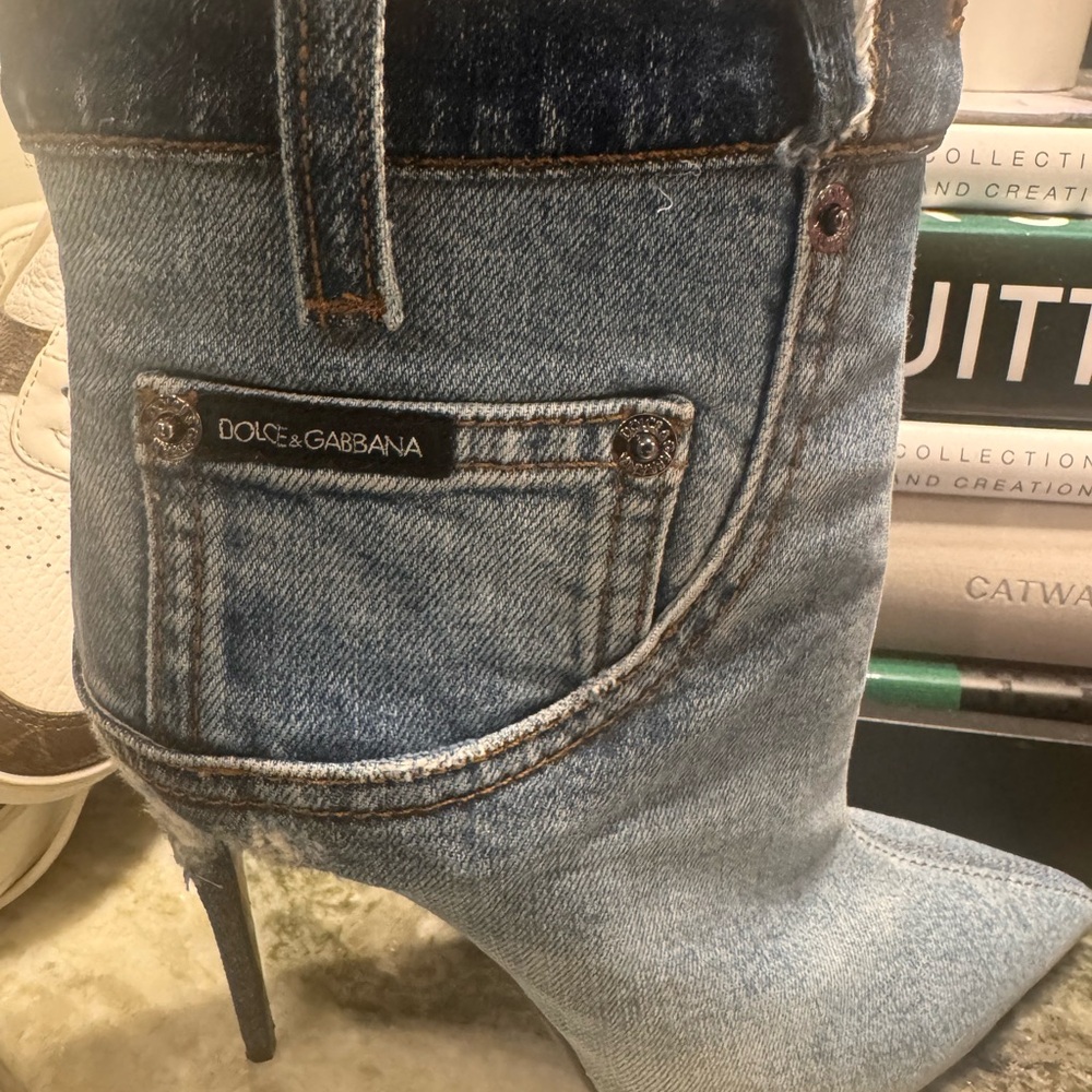 Dolce & Gabbana Blue Denim Stiletto Boots
